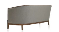 Canapé ancien 3 places bois teinte noyer et tissu gris clair Canapé ancien 3 places bois teinte noyer et tissu gris clair