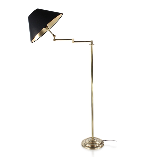 Lampadaire salon articulé doré abat jour noir intérieur doré Lampadaire salon articulé doré abat jour noir intérieur doré