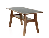 Table basse rectangulaire en noyer et céramique bois teinte naturelle plateau céramique effet marbre noir 100x50 cm Table basse rectangulaire en noyer et céramique bois teinte naturelle plateau céramique effet marbre noir 100x50 cm