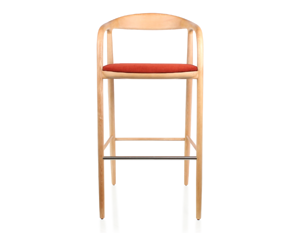 Tabouret de bar h80 cm teinte naturelle assise tissu orange brûlé bois teinte naturelle et tissu orange brulé Tabouret de bar h80 cm teinte naturelle assise tissu orange brûlé bois teinte naturelle et tissu orange brulé