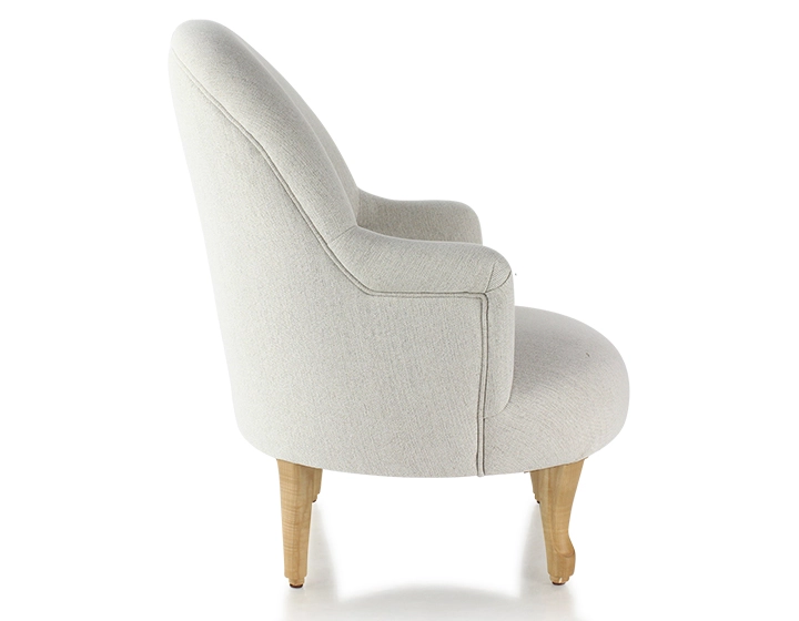 Toad armchair with armrests natural wood stain feet and natural beige fabric Toad armchair with armrests natural wood stain feet and natural beige fabric