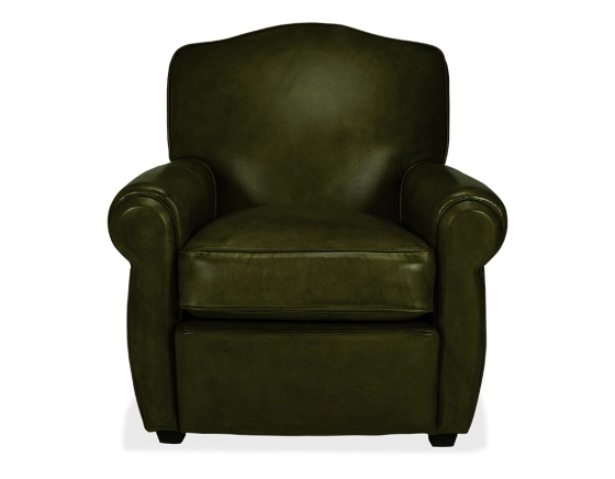 Fauteuil club cuir vert olive