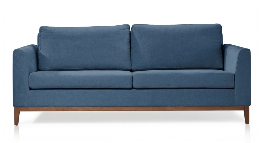 Canapé design 3 places tissu bleu jean