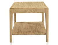 Table basse rectangulaire en chêne avec tablette teinte naturelle 100x50 cm Table basse rectangulaire en chêne avec tablette teinte naturelle 100x50 cm