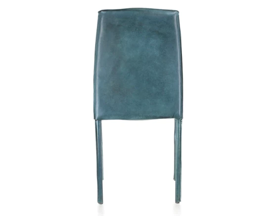 Chaise vintage cuir bleu pieds cuir