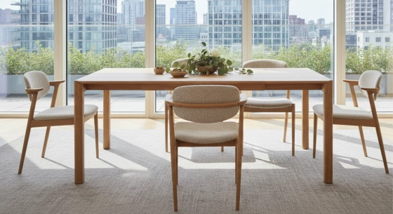 Extendable dining table for 8 to 12 people in oak with extension leaves natural wood finish 180x100 cm