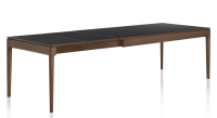 Table extensible 6 à 12 personnes en chêne et céramique allonges céramique avec bois teinte marron foncé et plateau et allonges céramique noire unie 140x100 cm Table extensible 6 à 12 personnes en chêne et céramique allonges céramique avec bois teinte marron foncé et plateau et allonges céramique noire unie 140x100 cm