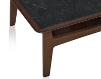 Square coffee table in oak and ceramic with dark brown stained wood and slate effect ceramic top 100x100 cm Square coffee table in oak and ceramic with dark brown stained wood and slate effect ceramic top 100x100 cm