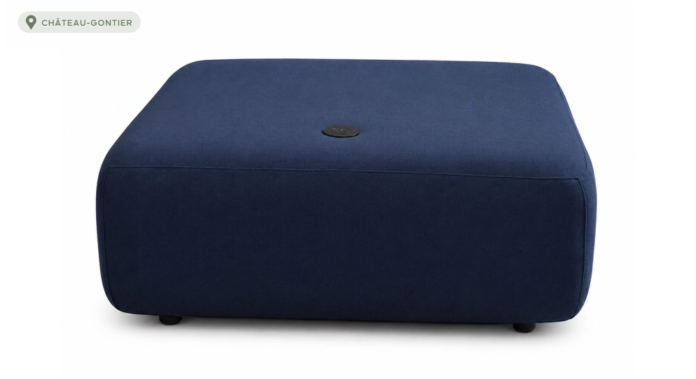 Pouf en tissu bleu nuit