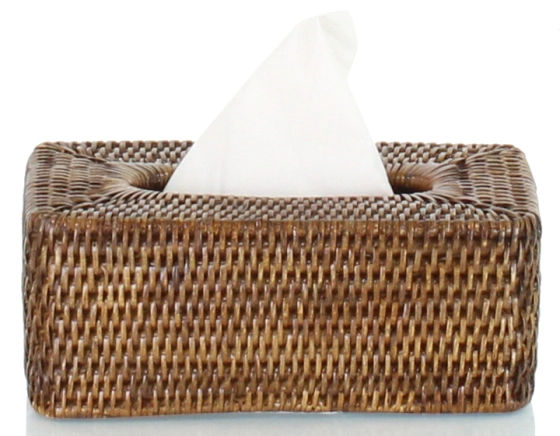 Boîte a mouchoirs rectangulaire en rotin brun