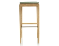 Tabouret de bar design H80 cm bois teinte naturelle assise cuir vert sauge Tabouret de bar design H80 cm bois teinte naturelle assise cuir vert sauge