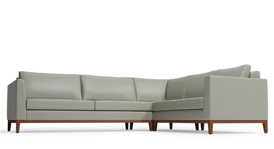 Canapé d'angle 5 places cuir gris perle (2g - a - 2d)