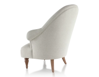 Fauteuil crapaud avec accoudoirs pieds bois teinte noyer et tissu beige naturel moyen dossier Fauteuil crapaud avec accoudoirs pieds bois teinte noyer et tissu beige naturel moyen dossier