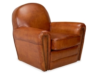 Leather club armchair light brown studded armrests Leather club armchair light brown studded armrests