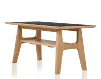 Table basse rectangulaire en chêne et céramique avec bois teinte naturelle plateau céramique effet marbre noir 100x50 cm