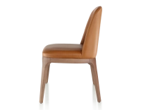 Chaise design bois teinte noyer et cuir caramel Chaise design bois teinte noyer et cuir caramel