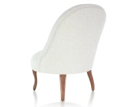 Fauteuil crapaud sans accoudoirs pieds bois teinte noyer et tissu bouclé blanc Fauteuil crapaud sans accoudoirs pieds bois teinte noyer et tissu bouclé blanc