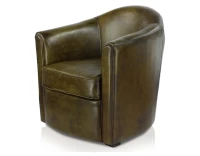 Fauteuil club cuir vert olive
