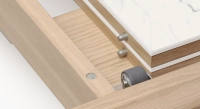 Extending table for 8 to 12 people in oak and ceramic with ceramic extensions natural wood finish and white marble-effect ceramic m1 180x100 cm Extending table for 8 to 12 people in oak and ceramic with ceramic extensions natural wood finish and white marble-effect ceramic m1 180x100 cm
