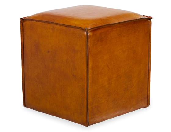 Leather pouffe cognac