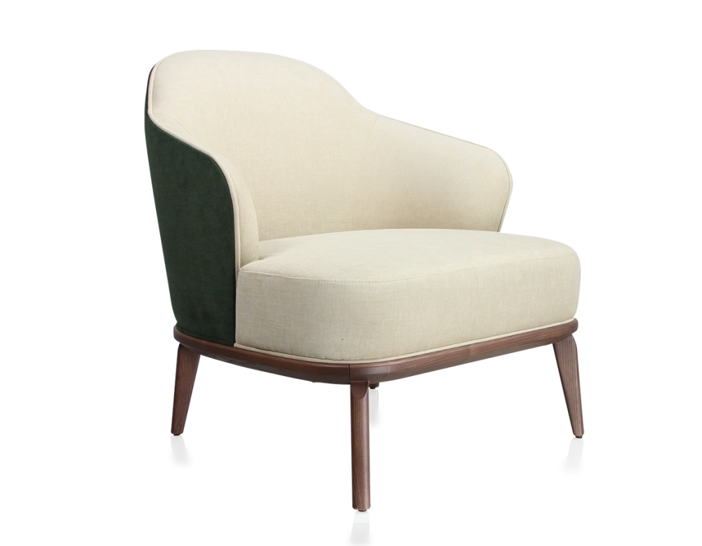 Designer armchair forest green and cream fabric Designer armchair forest green and cream fabric