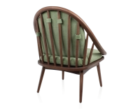 Fauteuil scandinave bois teinte noyer et tissu vert Fauteuil scandinave bois teinte noyer et tissu vert