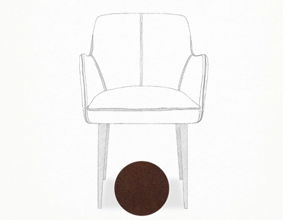 Vintage armchair with leather armrests dark brown