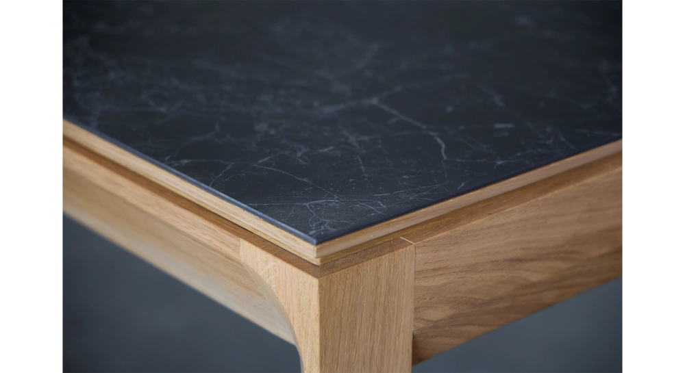 Table extensible 8 à 10 personnes en chêne et céramique allonges céramique avec bois teinte naturelle et plateau et allonges céramique ardoise 180x90 cm Table extensible 8 à 10 personnes en chêne et céramique allonges céramique avec bois teinte naturelle et plateau et allonges céramique ardoise 180x90 cm