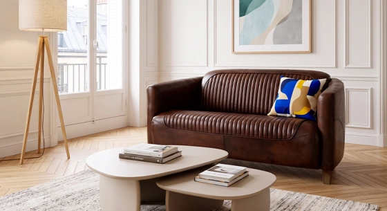 3 seater leather club sofa dark brown