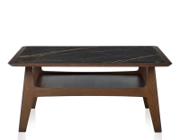 Table basse carrée en chêne et céramique avec bois teinte marron foncé plateau céramique effet marbre noir 100x100 cm Table basse carrée en chêne et céramique avec bois teinte marron foncé plateau céramique effet marbre noir 100x100 cm