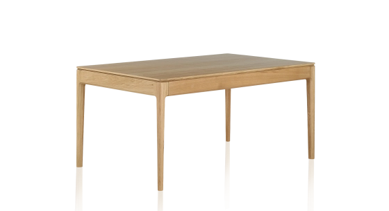 Oak dining table for 6 people natural tint wooden top 180x90 cm