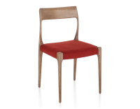 Scandinavian chair walnut-stained wood burgundy fabric seat Scandinavian chair walnut-stained wood burgundy fabric seat
