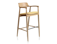 Tabouret de bar h80 cm bois teinte naturelle assise tissu jaune Tabouret de bar h80 cm bois teinte naturelle assise tissu jaune