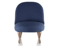 Fauteuil crapaud sans accoudoirs pieds bois teinte noyer et tissu bleu marine Fauteuil crapaud sans accoudoirs pieds bois teinte noyer et tissu bleu marine
