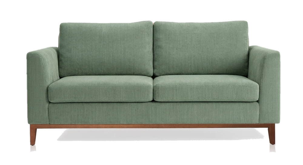 Canapé design 2,5 places tissu velours côtelé vert forêt