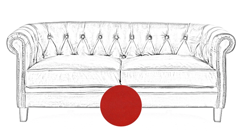 2 seater Chesterfield leather sofa red studded armrests 2 seater Chesterfield leather sofa red studded armrests