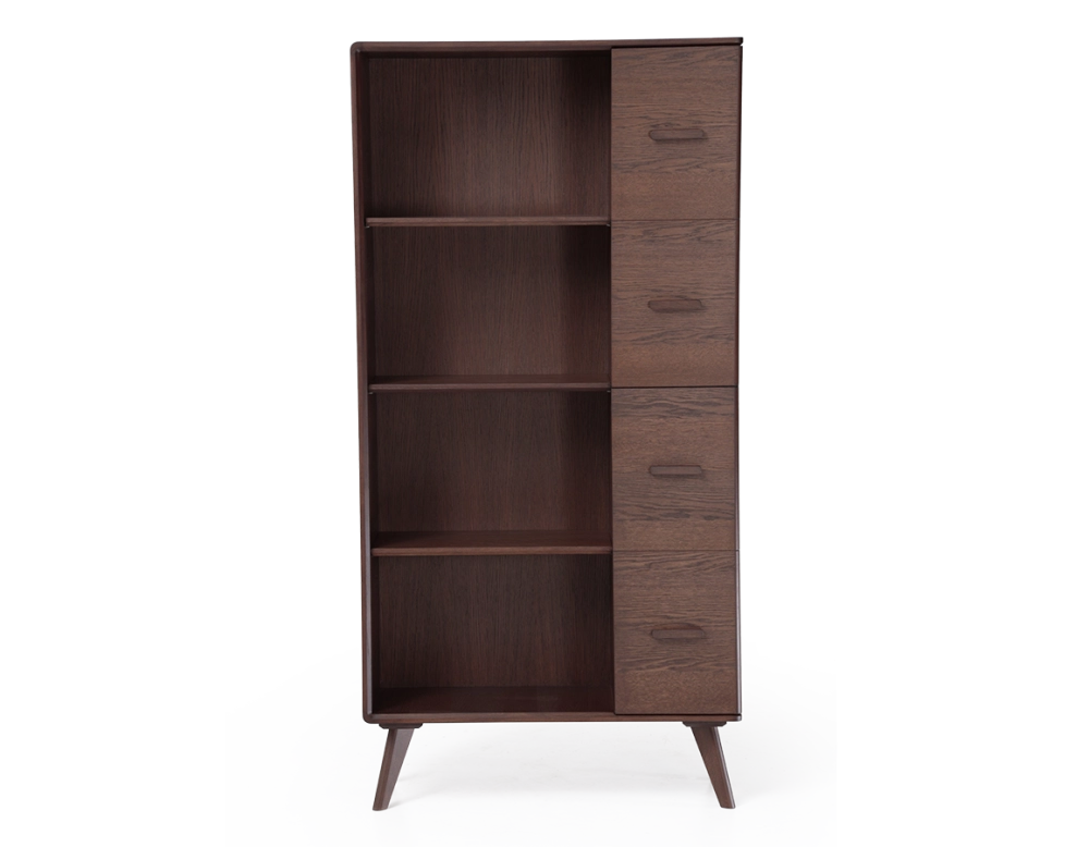 Bibliothèque en chêne bois teinte marron foncé Bibliothèque en chêne bois teinte marron foncé
