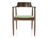 Scandinavian chair dark brown stained wood and green fabric Scandinavian chair dark brown stained wood and green fabric