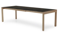 Extending table for 8 to 12 people in oak and ceramic with ceramic extensions natural wood finish and black marble-effect ceramic m2 160x100 cm