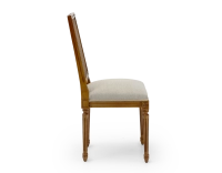 Chaise ancienne style Louis XVI dossier canné assise tissu beige naturel Chaise ancienne style Louis XVI dossier canné assise tissu beige naturel