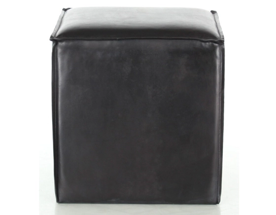 Leather pouffe black