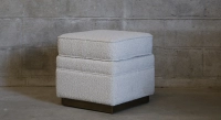 Terracotta velvet fabric pouf