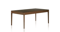 Table salle à manger en chêne teinte noyer plateau bois 140x90 cm