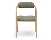 Scandinavian chair wood with natural finish, seat in green mottled fabric. Scandinavian chair wood with natural finish, seat in green mottled fabric.