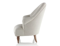 Fauteuil crapaud avec accoudoirs pieds bois teinte noyer et tissu beige naturel moyen dossier Fauteuil crapaud avec accoudoirs pieds bois teinte noyer et tissu beige naturel moyen dossier