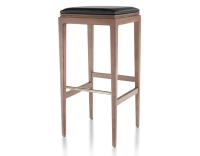 H80 cm designer bar stool walnut stained wood, ebony leather seat H80 cm designer bar stool walnut stained wood, ebony leather seat