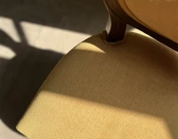 Chaise ancienne style Louis XVI bois teinte ancienne et tissu jaune
