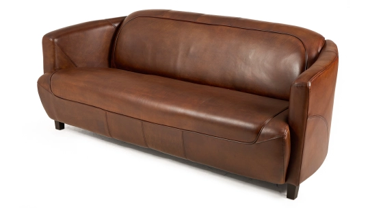 3 seater leather club sofa vintage brown
