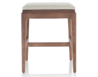Tabouret design H45 cm bois teinte noyer assise tissu beige naturel Tabouret design H45 cm bois teinte noyer assise tissu beige naturel