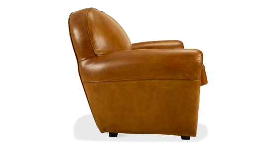 2 seater leather club sofa cognac studded armrests